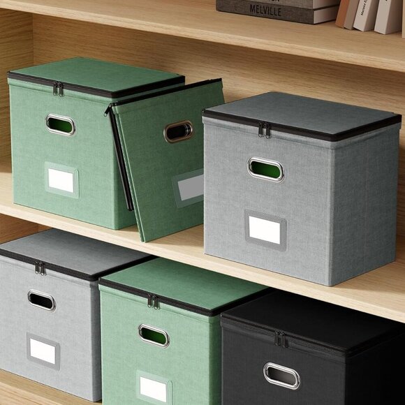 1 Pack , File Box with Mesh Pockets, Document Organizer Box for File Folders Let - Picture 6 of 7